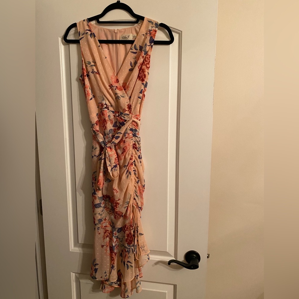 Eliza J floral ruffle chiffon faux wrap dress - Picture 5 of 9